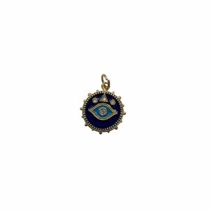 Gold and Blue Evil Eye Pendant Charm